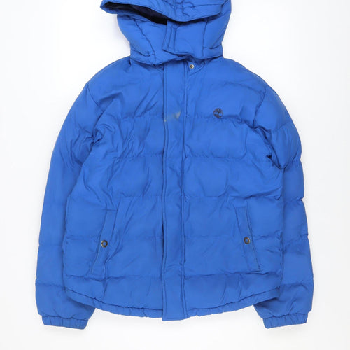 Timberland Boys Blue Hooded Puffer Jacket 14 Years Winter Coat