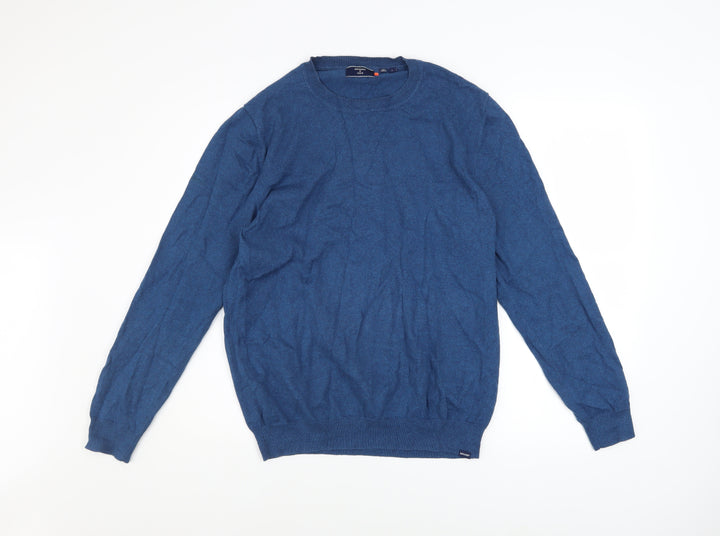 Superdry Men's Blue Cotton Cashmere Crew Neck Jumper L