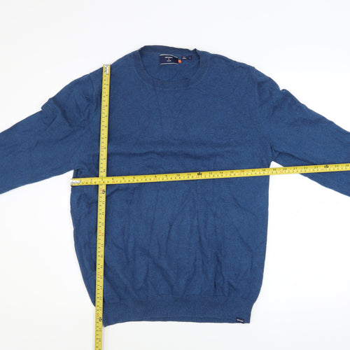 Superdry Men's Blue Cotton Cashmere Crew Neck Jumper L