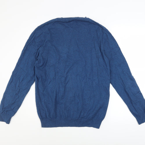Superdry Men's Blue Cotton Cashmere Crew Neck Jumper L