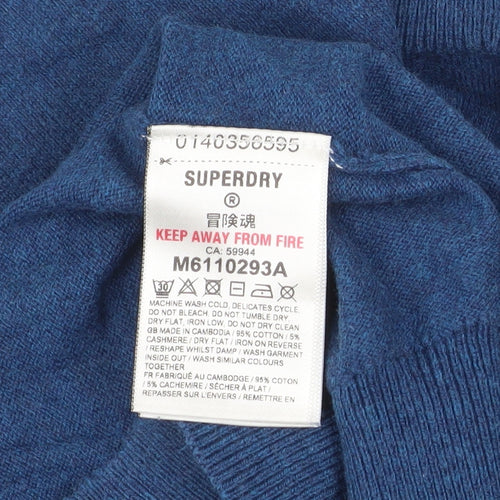 Superdry Men's Blue Cotton Cashmere Crew Neck Jumper L