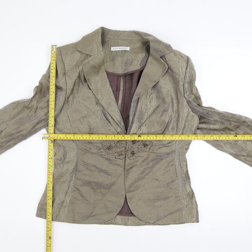 Gina Bacconi Women Brown Size 14 Classic Blazer with Floral Detail