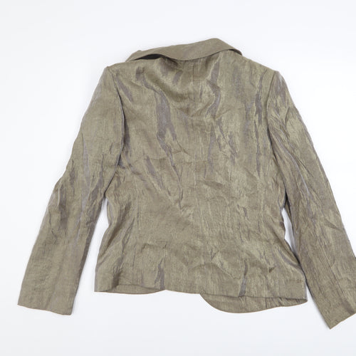 Gina Bacconi Women Brown Size 14 Classic Blazer with Floral Detail