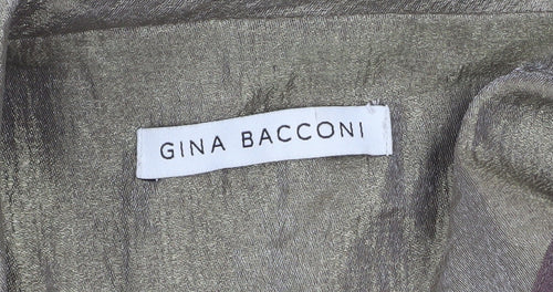 Gina Bacconi Women Brown Size 14 Classic Blazer with Floral Detail
