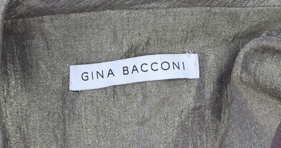 Gina Bacconi Women Brown Size 14 Classic Blazer with Floral Detail