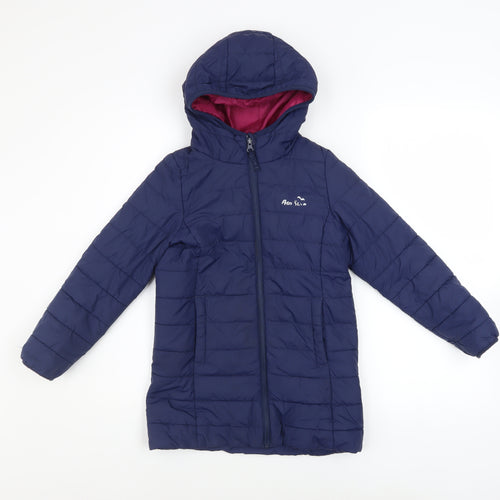 Peter Storm Girls Blue Hooded Puffer Jacket 7-8 Years Quilted Winter Coat