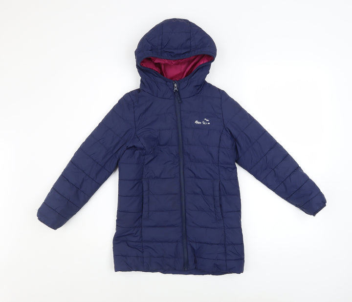 Peter Storm Girls Blue Hooded Puffer Jacket 7-8 Years Quilted Winter Coat