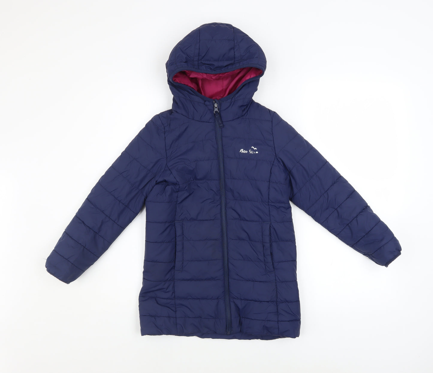 Peter Storm Girls Blue Hooded Puffer Jacket 7-8 Years Quilted Winter Coat