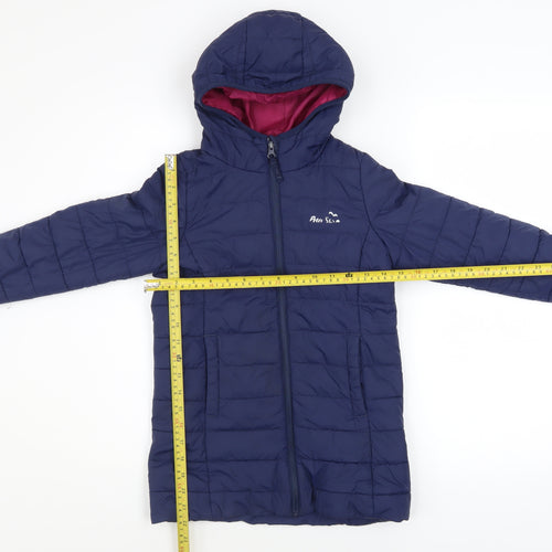 Peter Storm Girls Blue Hooded Puffer Jacket 7-8 Years Quilted Winter Coat