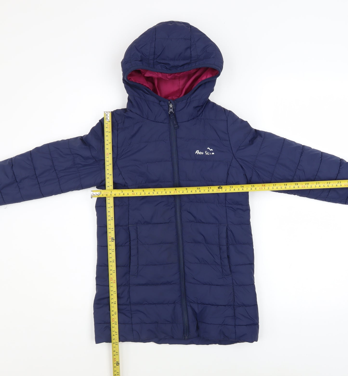 Peter Storm Girls Blue Hooded Puffer Jacket 7-8 Years Quilted Winter Coat
