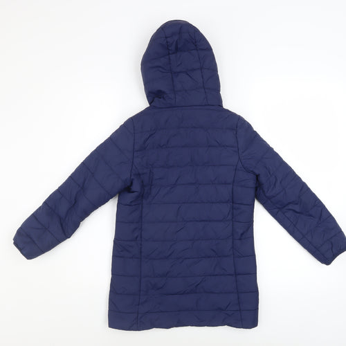Peter Storm Girls Blue Hooded Puffer Jacket 7-8 Years Quilted Winter Coat