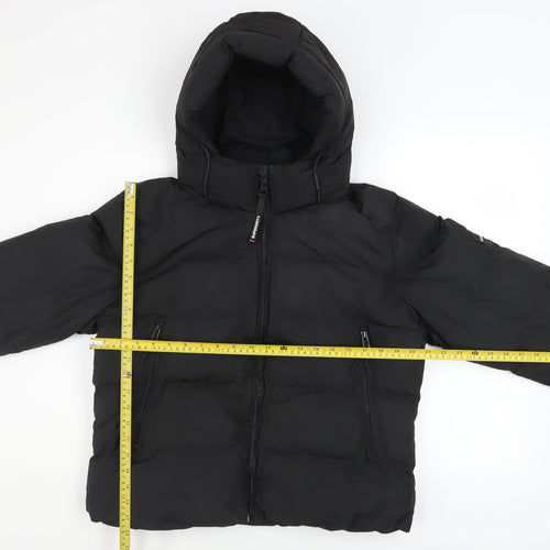 Superdry Womens Black Size 12 Hooded Puffer Jacket