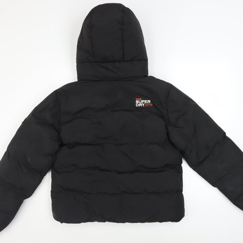 Superdry Womens Black Size 12 Hooded Puffer Jacket