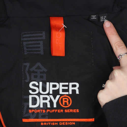 Superdry Womens Black Size 12 Hooded Puffer Jacket