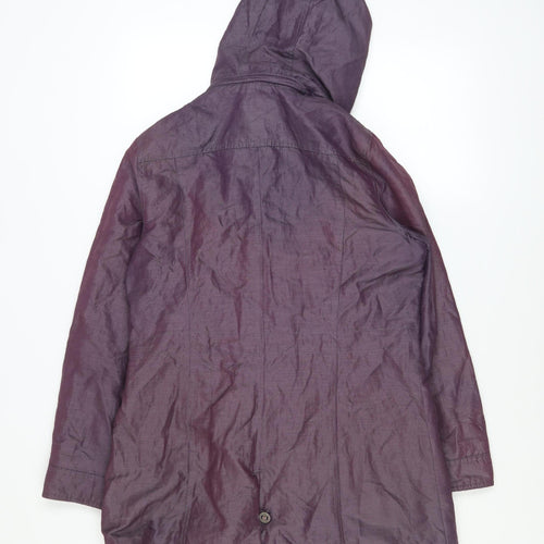 Marks and Spencer Per Una Women's Purple Parka Coat Size 12 Hooded Water Resistant