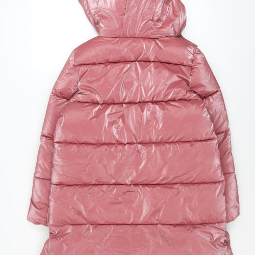 Marks and Spencer Girls Pink Hooded Long Puffer Coat 10-11 Years Winter Jacket