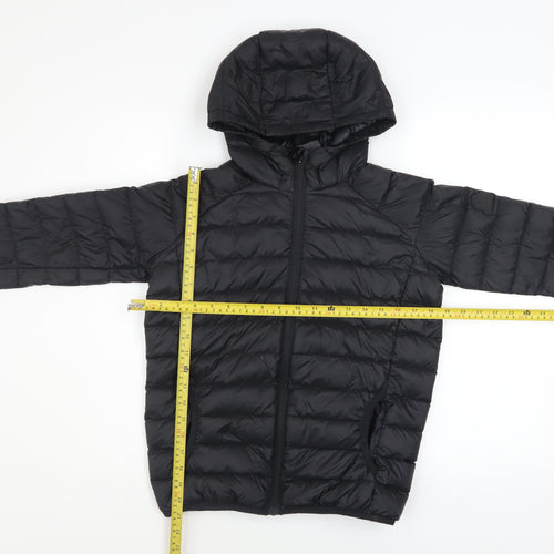 TOG24 Boys Black Hooded Puffer Jacket 11-12 Years Down Insulated Coat