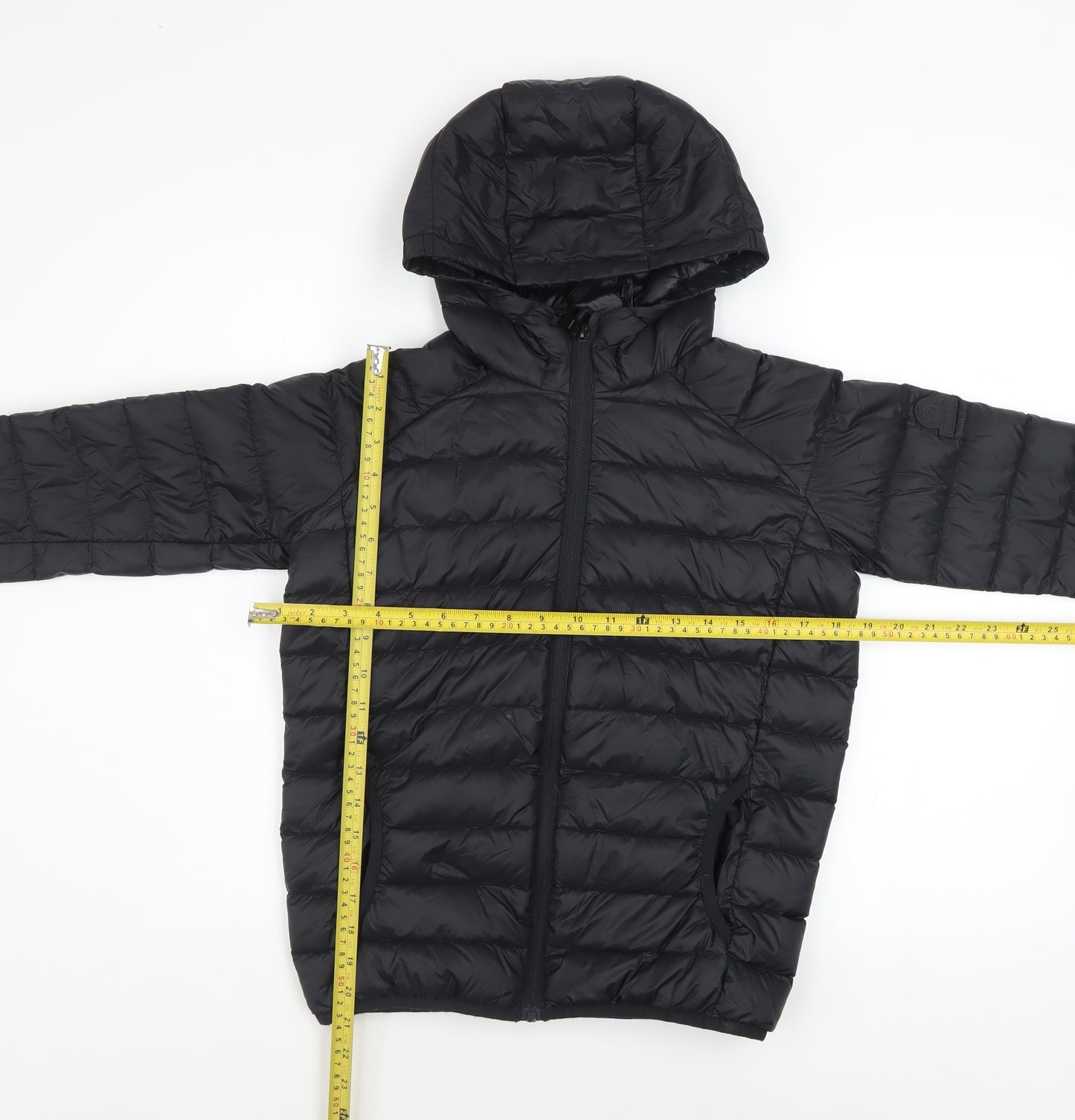 TOG24 Boys Black Hooded Puffer Jacket 11-12 Years Down Insulated Coat