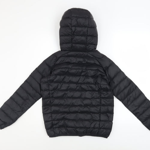 TOG24 Boys Black Hooded Puffer Jacket 11-12 Years Down Insulated Coat