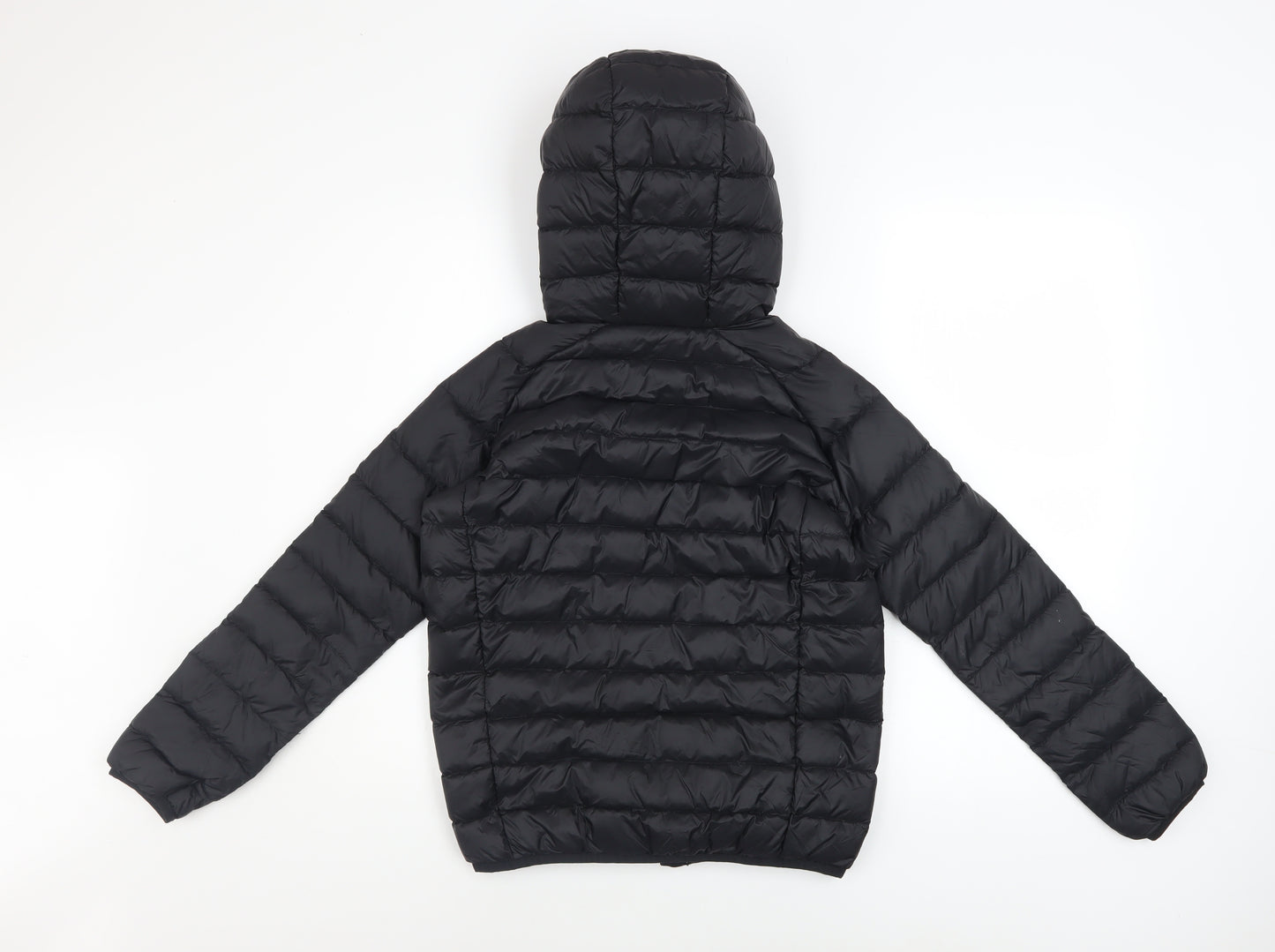 TOG24 Boys Black Hooded Puffer Jacket 11-12 Years Down Insulated Coat