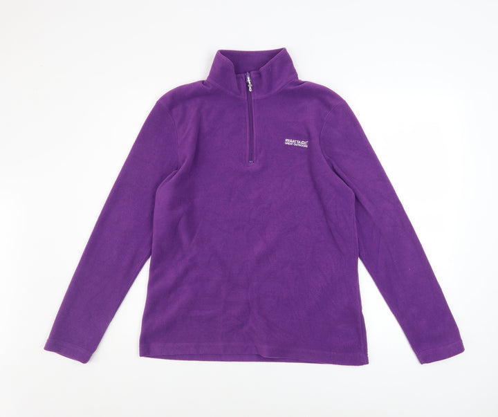 Regatta Women's Purple Fleece Pullover Sweatshirt UK 10 1/4 Zip Outdoor