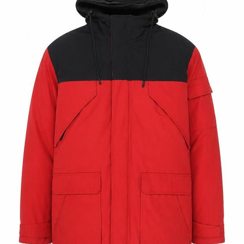H&M L.O.G.G Men’s Red Black Hooded Parka Jacket Size M