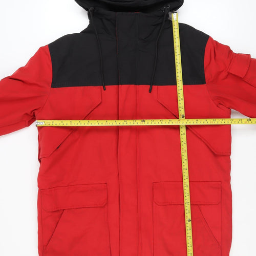 H&M L.O.G.G Men’s Red Black Hooded Parka Jacket Size M