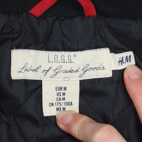 H&M L.O.G.G Men’s Red Black Hooded Parka Jacket Size M