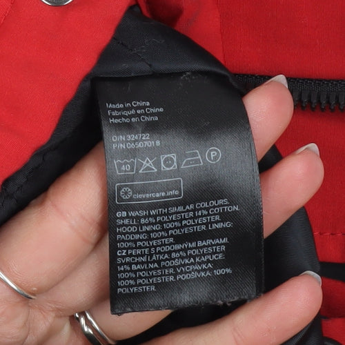 H&M L.O.G.G Men’s Red Black Hooded Parka Jacket Size M