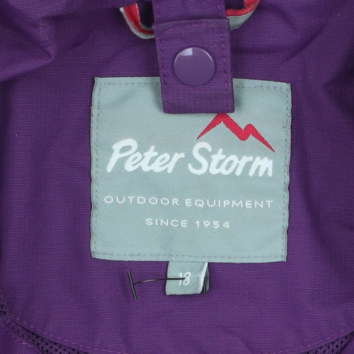 Peter Storm Womens Purple Waterproof Mid-Length Rain Jacket Size 18