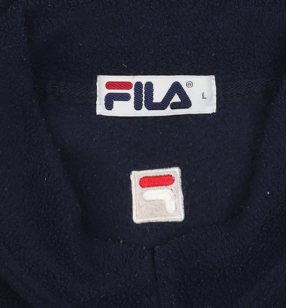 Fila Men's Blue Fleece Pullover Sweatshirt L Vintage Sportswear