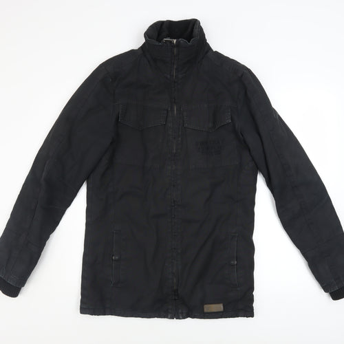 Firetrap Mens Black Military Jacket XS Cotton Mid-Length Casual Coat