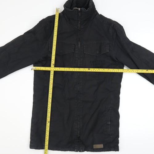 Firetrap Mens Black Military Jacket XS Cotton Mid-Length Casual Coat