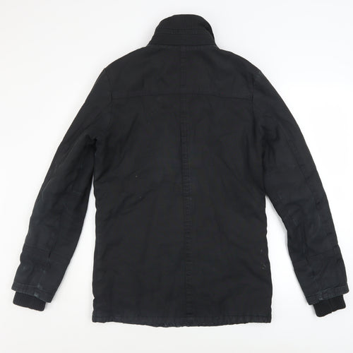 Firetrap Mens Black Military Jacket XS Cotton Mid-Length Casual Coat