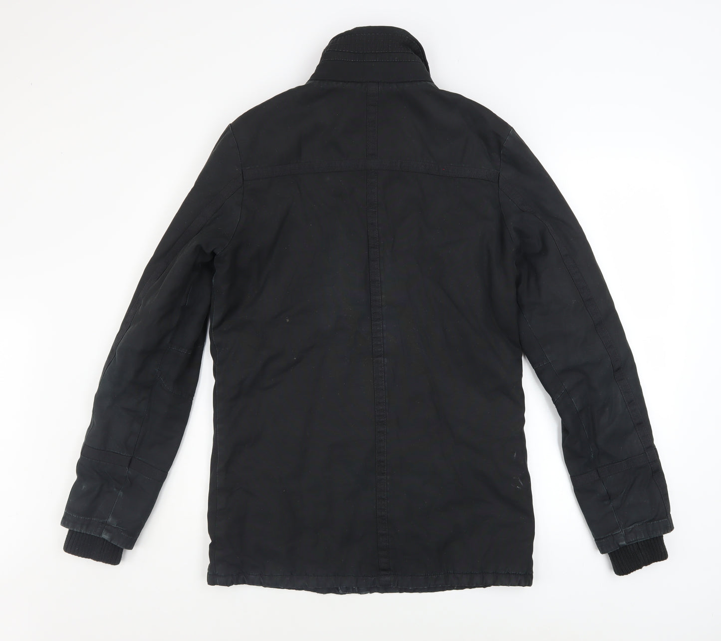 Firetrap Mens Black Military Jacket XS Cotton Mid-Length Casual Coat