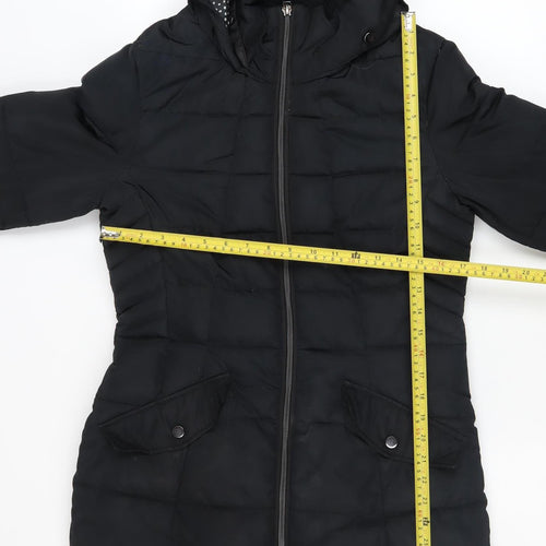 Next Women’s Black Hooded Puffer Coat Size 8 Long Insulated Jacket