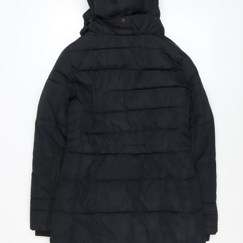 Next Women’s Black Hooded Puffer Coat Size 8 Long Insulated Jacket