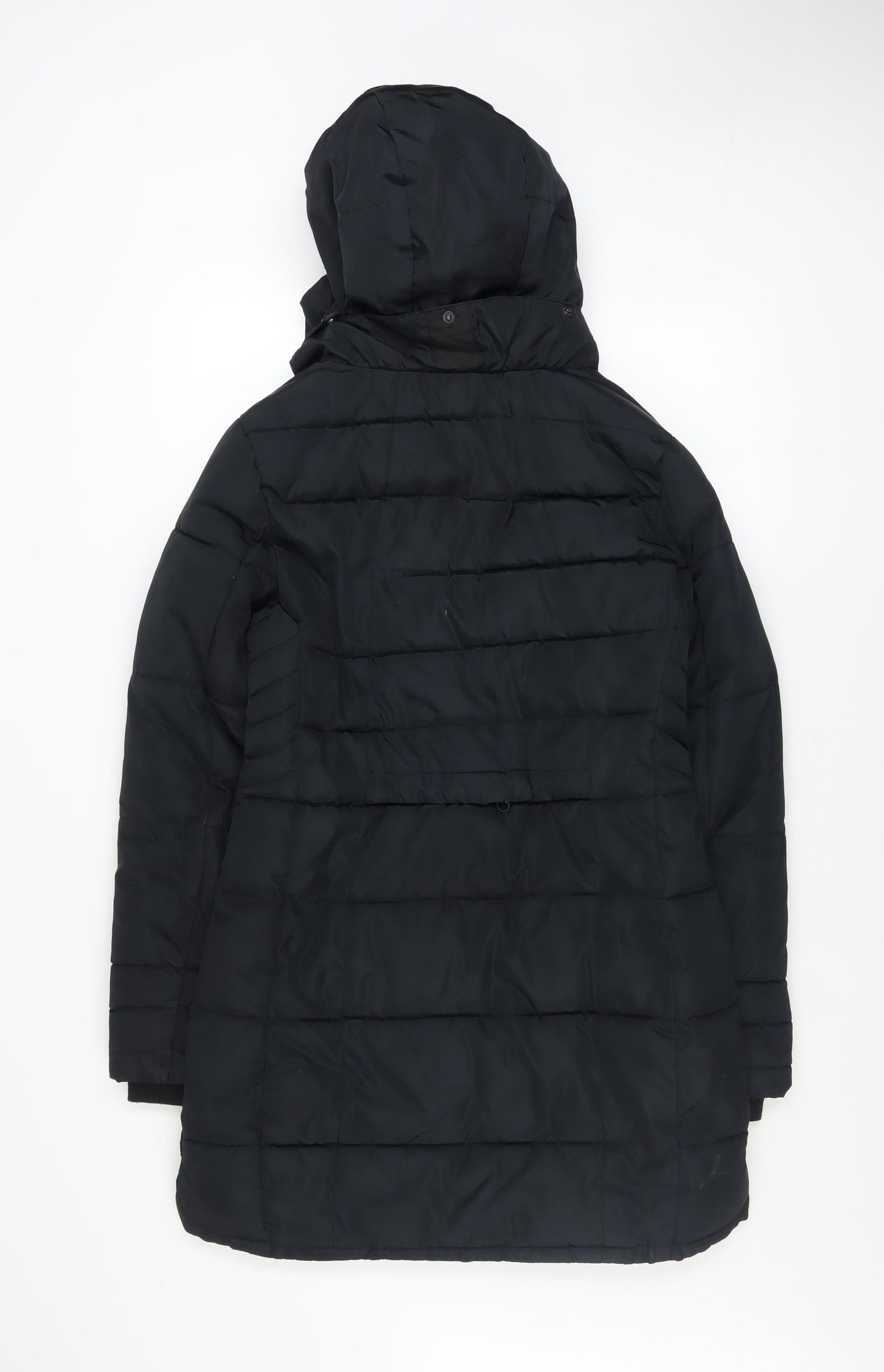 Next Women’s Black Hooded Puffer Coat Size 8 Long Insulated Jacket