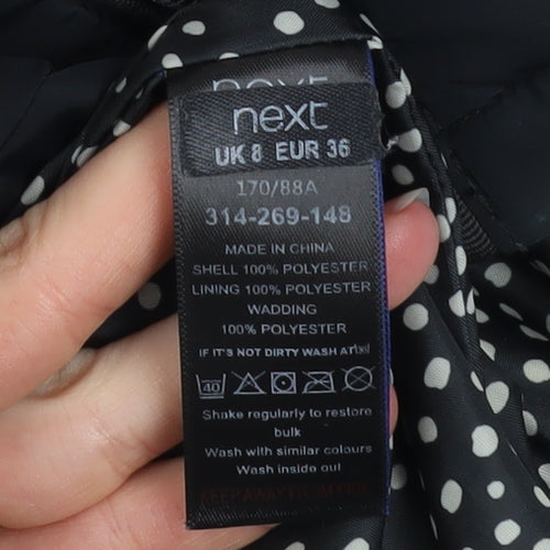 Next Women’s Black Hooded Puffer Coat Size 8 Long Insulated Jacket