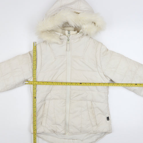Vero Moda Women's Ivory Hooded Puffer Jacket Size S Winter Coat