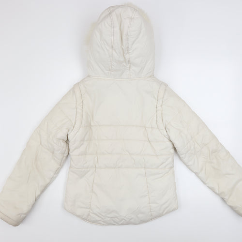 Vero Moda Women's Ivory Hooded Puffer Jacket Size S Winter Coat