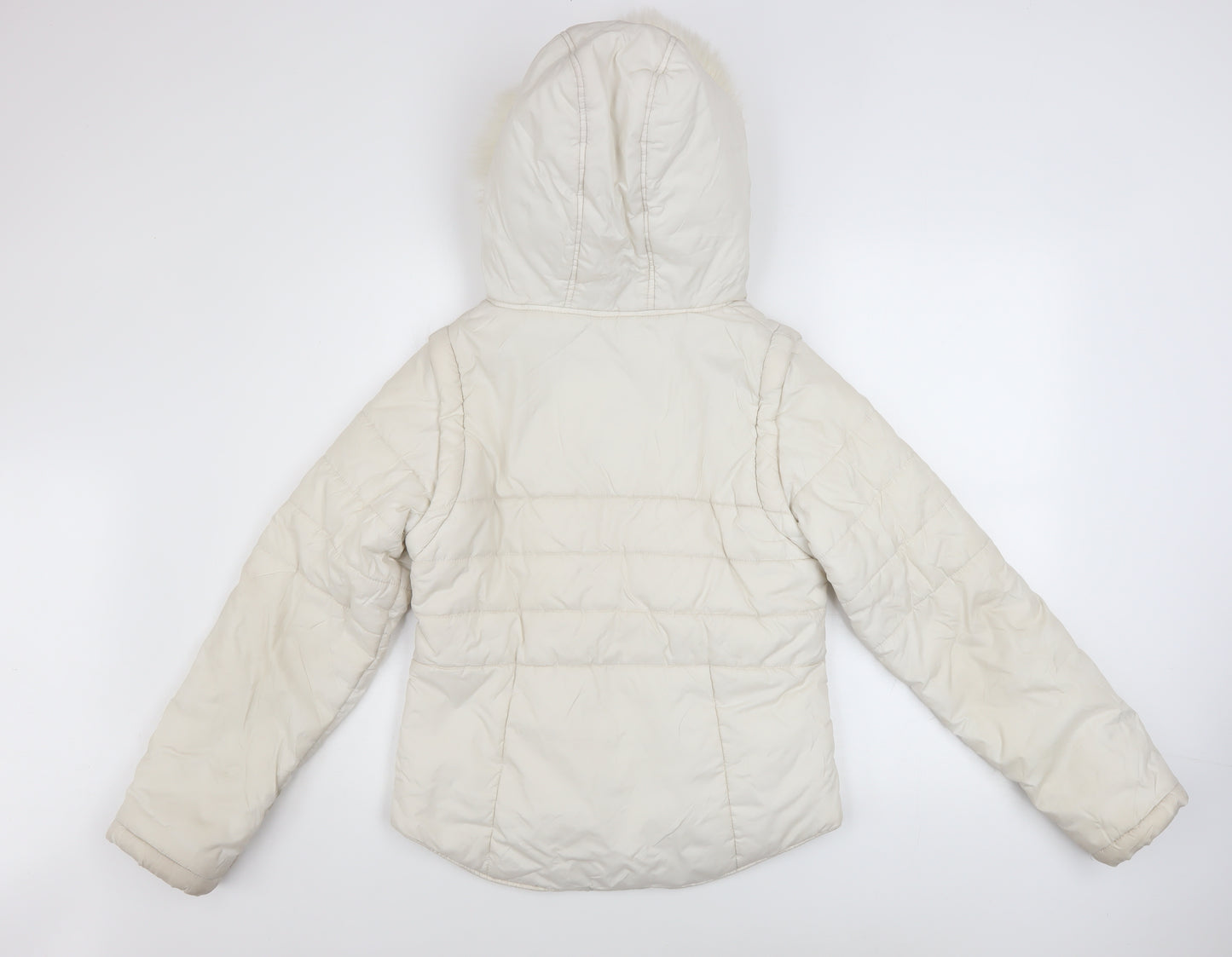 Vero Moda Women's Ivory Hooded Puffer Jacket Size S Winter Coat
