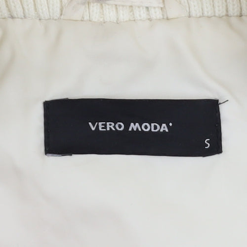 Vero Moda Women's Ivory Hooded Puffer Jacket Size S Winter Coat