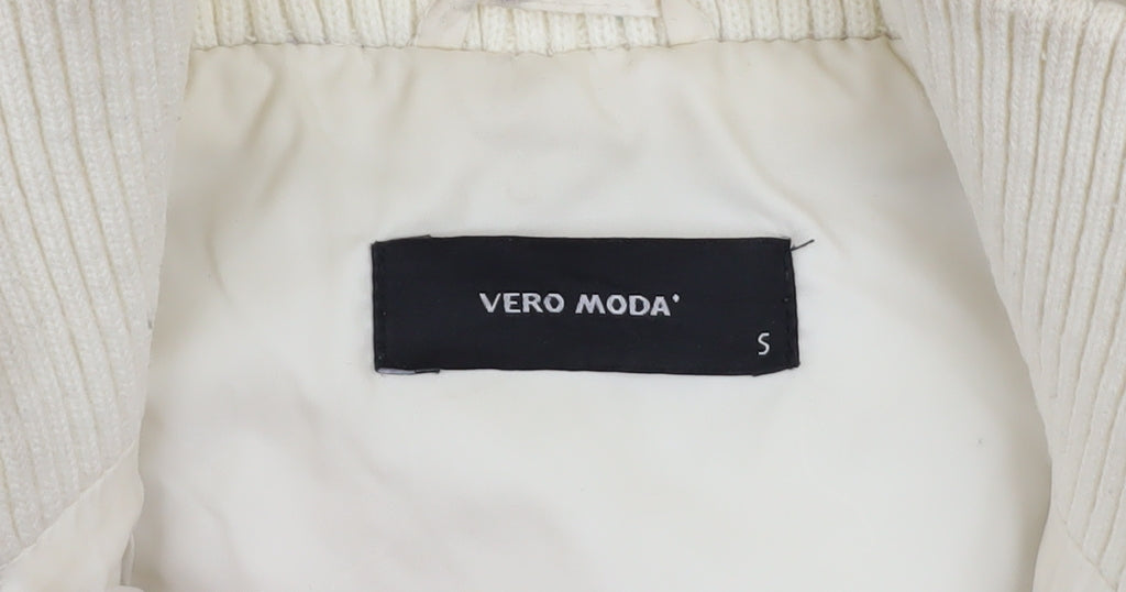 Vero Moda Women's Ivory Hooded Puffer Jacket Size S Winter Coat