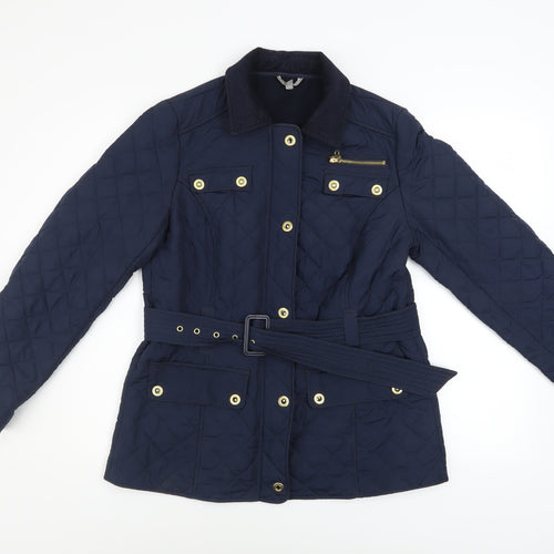 Marks and Spencer Women’s Blue Quilted Belted Jacket UK 12
