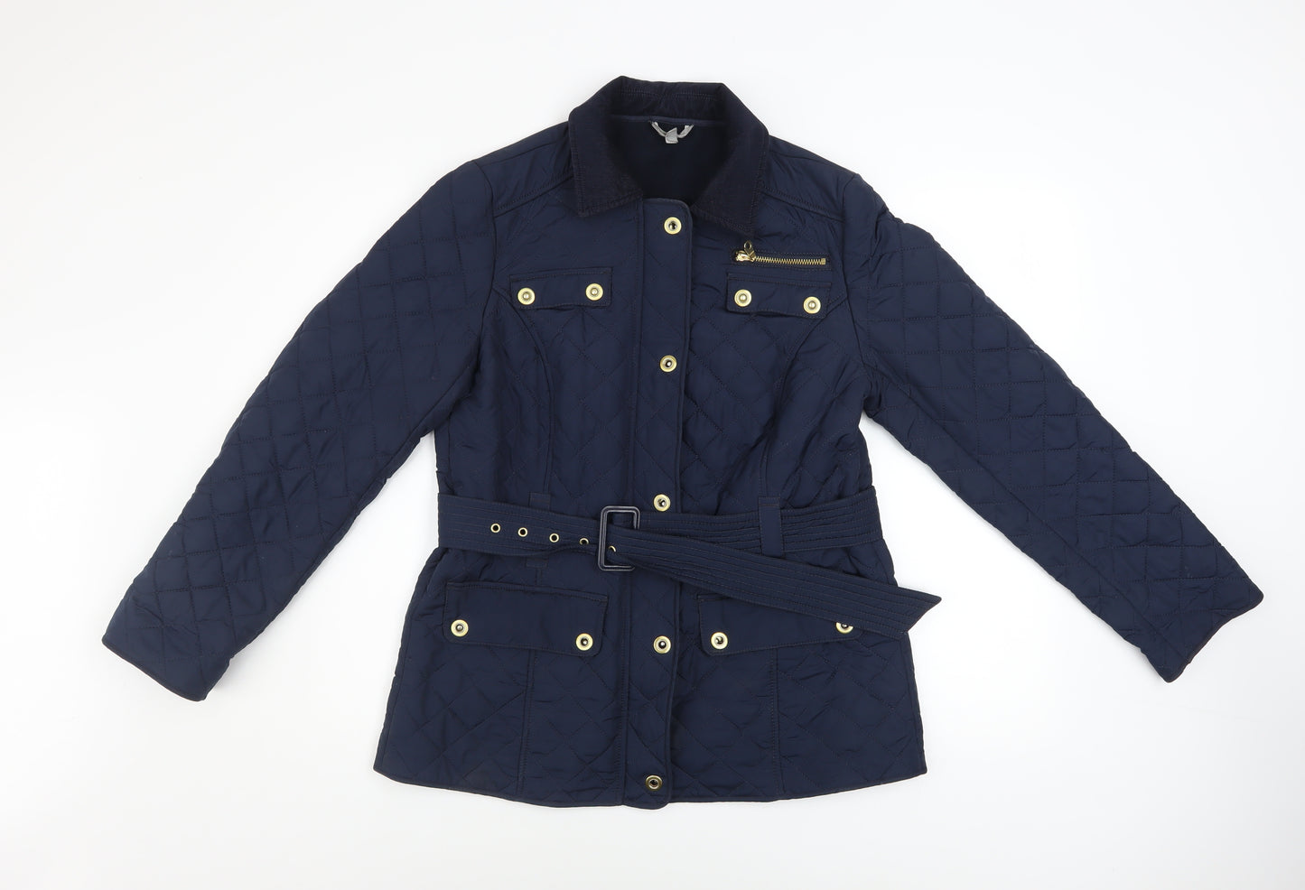 Marks and Spencer Women’s Blue Quilted Belted Jacket UK 12