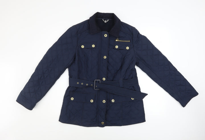 Marks and Spencer Women’s Blue Quilted Belted Jacket UK 12