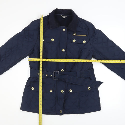 Marks and Spencer Women’s Blue Quilted Belted Jacket UK 12