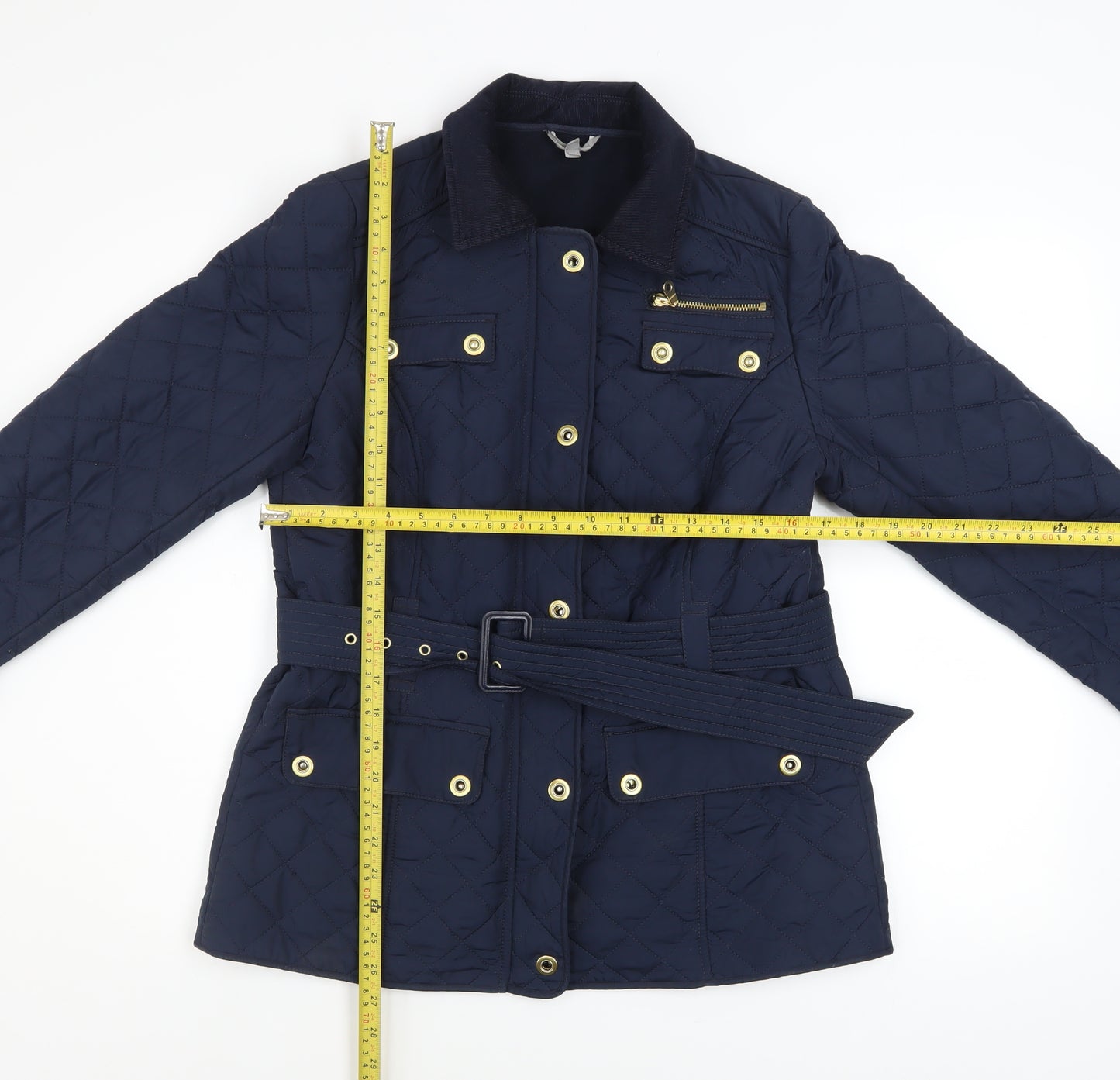 Marks and Spencer Women’s Blue Quilted Belted Jacket UK 12