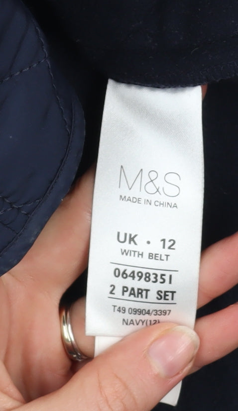 Marks and Spencer Women’s Blue Quilted Belted Jacket UK 12
